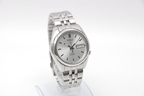 【 N MINT+ 】 Seiko 5 7S26-01V0 Day/Date Silver Dial 21 Jewels AT Watch from JAPAN